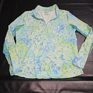 IBKUL Women's Blue and Green Patterned Sweatshirt